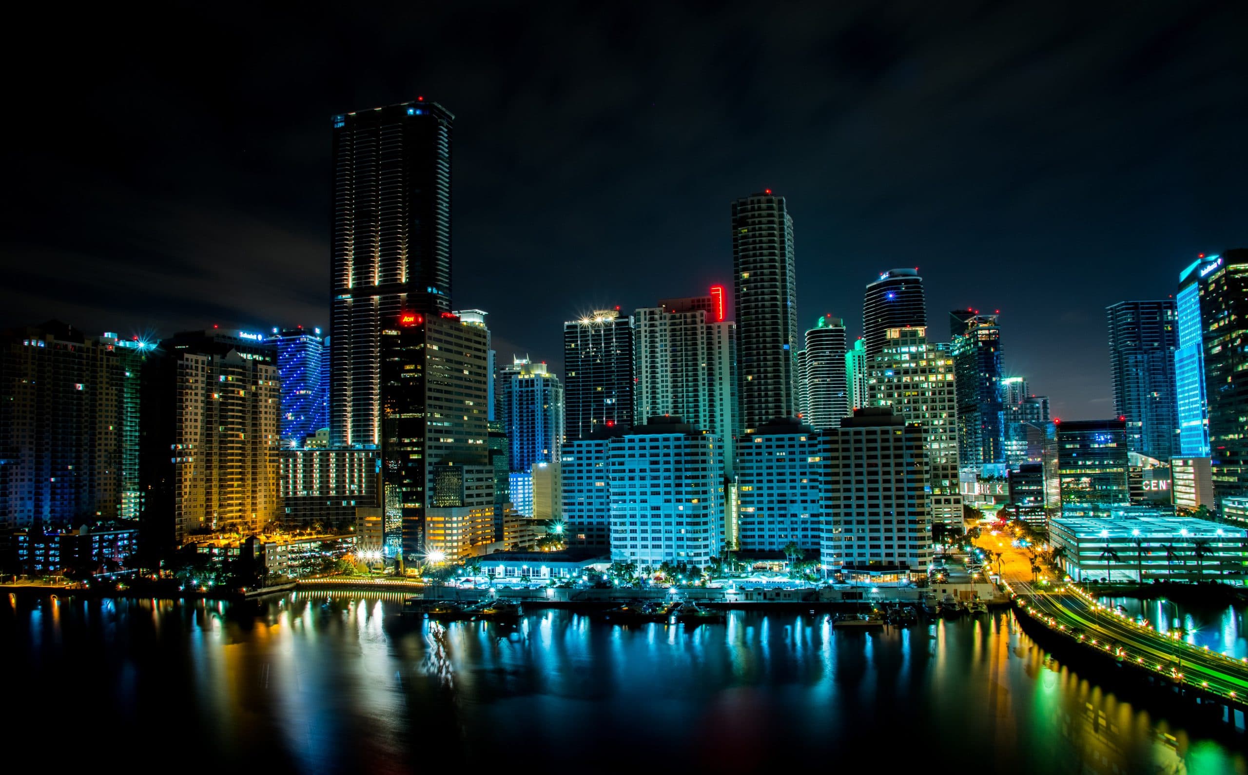 A city skyline above the water